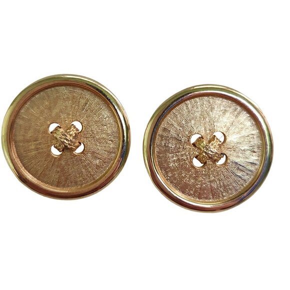 Vintage Goldtone Button Earrings - Picture 1 of 3